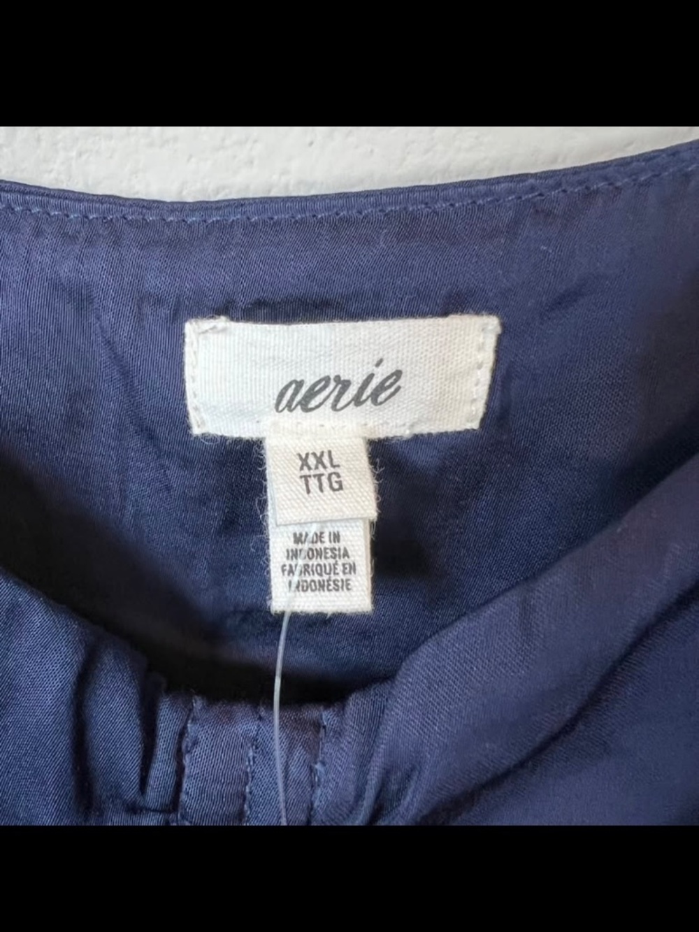 Aerie Satin Cinched Front Crop Tank Top Shirt Navy Blue V-Neck Strappy NEW XXL - Picture 4 of 10